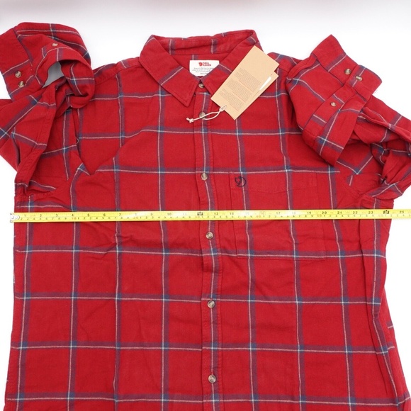 NEW Fjallraven Comfort Ovik Plaid Flannel Shirt 84132-345-560 Red/Navy - Picture 9 of 13